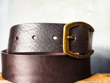 Dark Brown Full-Grain Leather Belt – Wide 4.2 cm Classic Jeans Belt with Antique Brass Buckle