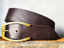Dark Brown Full-Grain Leather Belt – Wide 4.2 cm Classic Jeans Belt with Antique Brass Buckle