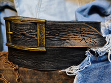 Black Leather with brown wash Vintage Mens Belt - Personalized Custom Accessories for Him