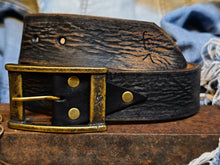 Black Leather with brown wash Vintage Mens Belt - Personalized Custom Accessories for Him