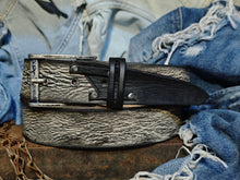 Handmade White Leather Belt with Black Wash - Unique Double Strap Design - Ishaor