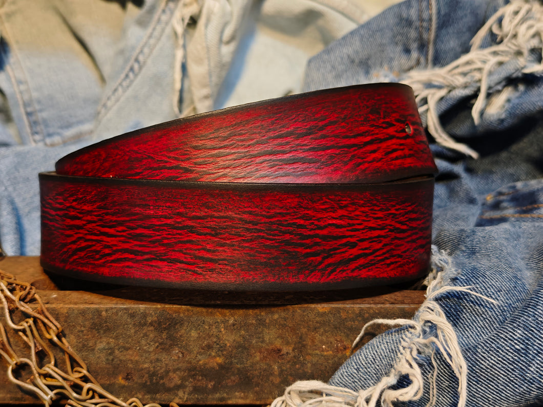 Vintage Distressed Red Leather Belt Accessory by Ishaor