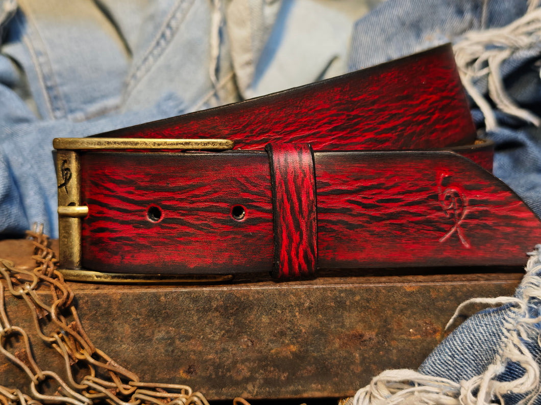 Vintage Distressed Red Leather Belt Accessory by Ishaor
