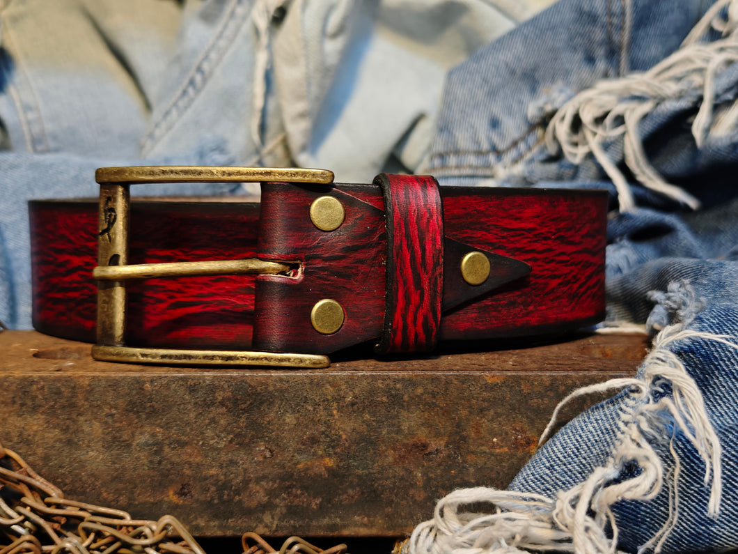 Vintage Distressed Red Leather Belt Accessory by Ishaor