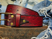 Vintage Distressed Red Leather Belt Accessory by Ishaor