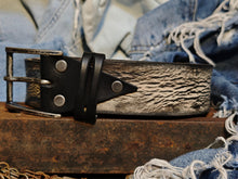 Handmade White Leather Belt with Black Wash - Unique Double Strap Design - Ishaor