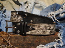 Handmade White Leather Belt with Black Wash - Unique Double Strap Design - Ishaor