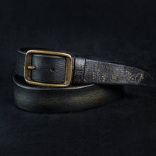 Mens Black Leather Belt with Buckle - Rustic Style Artisan Design