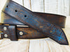 Blue leather belt with brown vinage wash
