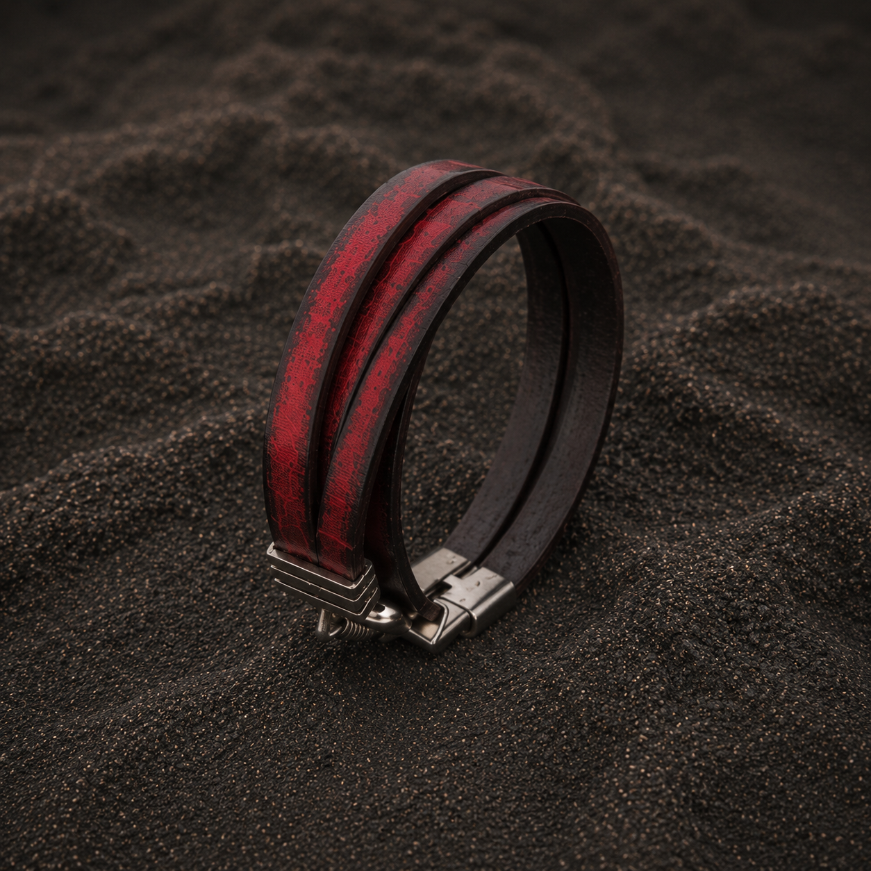 Red Leather Bracelet, Men's Bracelet, Men's Leather Bracelet, Wrap Bracelet, Leather Cuff, Men's Cuff, Genuine Leather, Cuff with Clasp