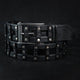 Stylish Handcrafted Rivet Studded Black Leather Mens Belt - Unique Artisan Design for Mens Fashion