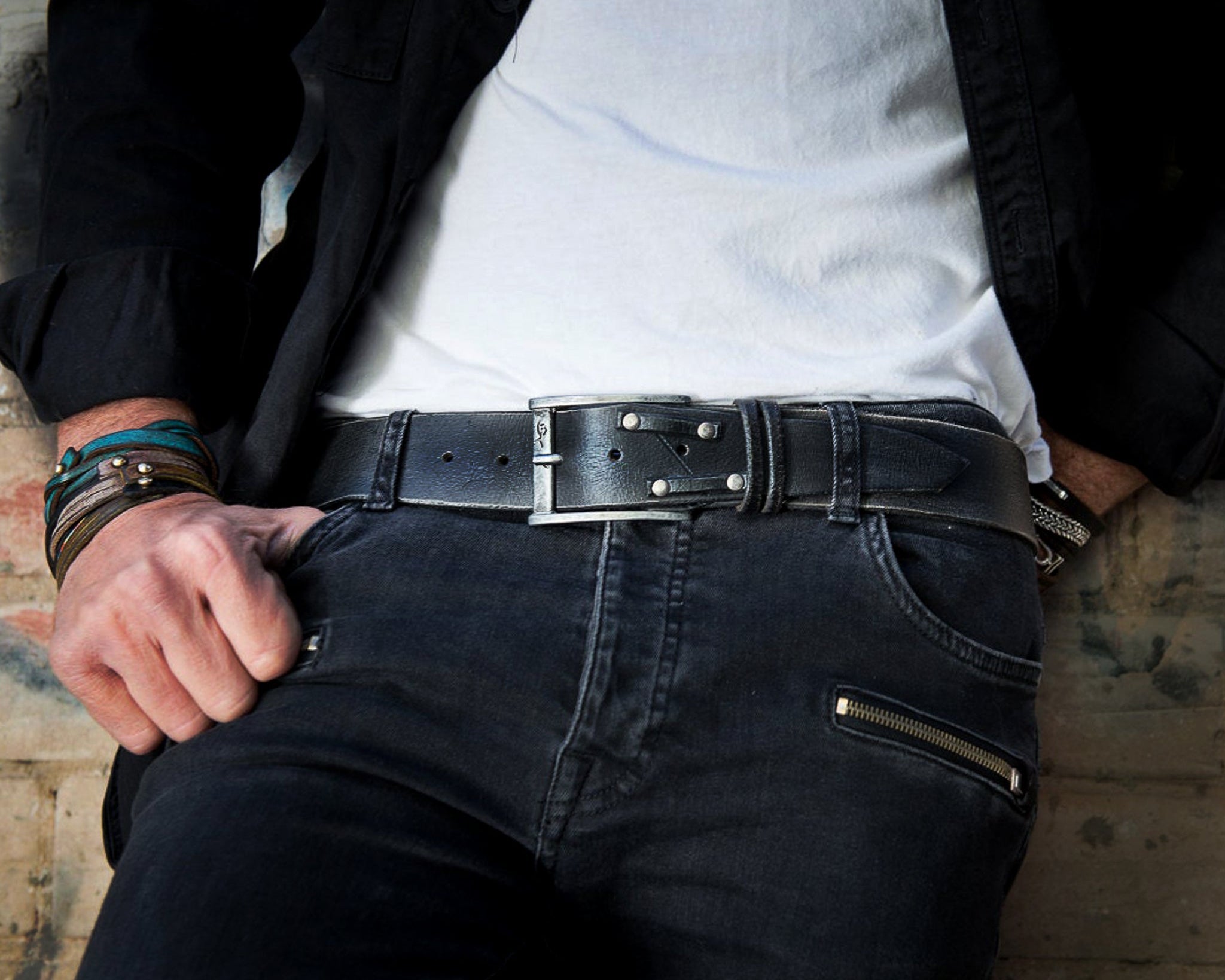 Rustic Leather Belt for Men – Personalized Rocker Look