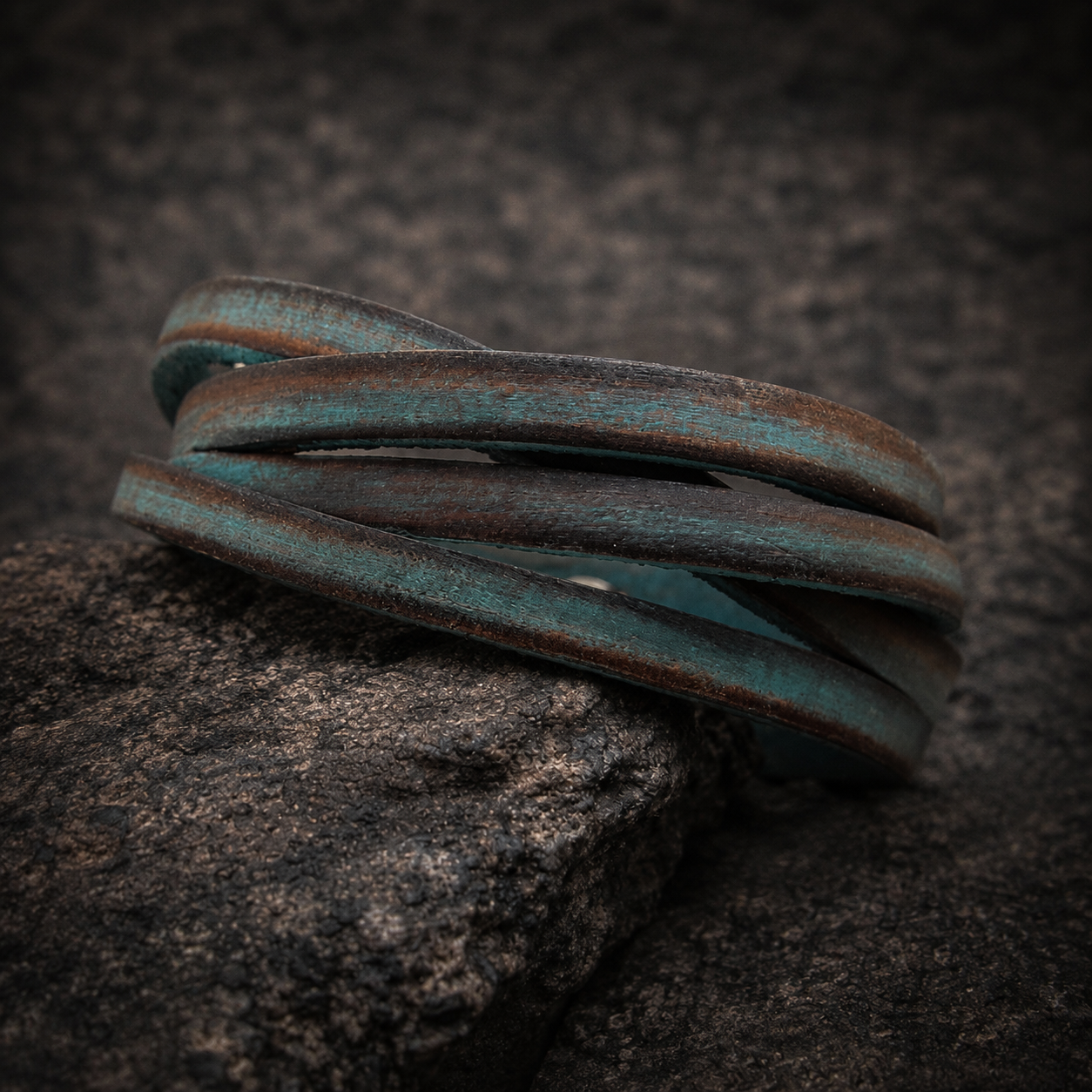 Turquoise Leather Bracelet with Option to Personalize - Brown Wash  Handcrafted Jewelry