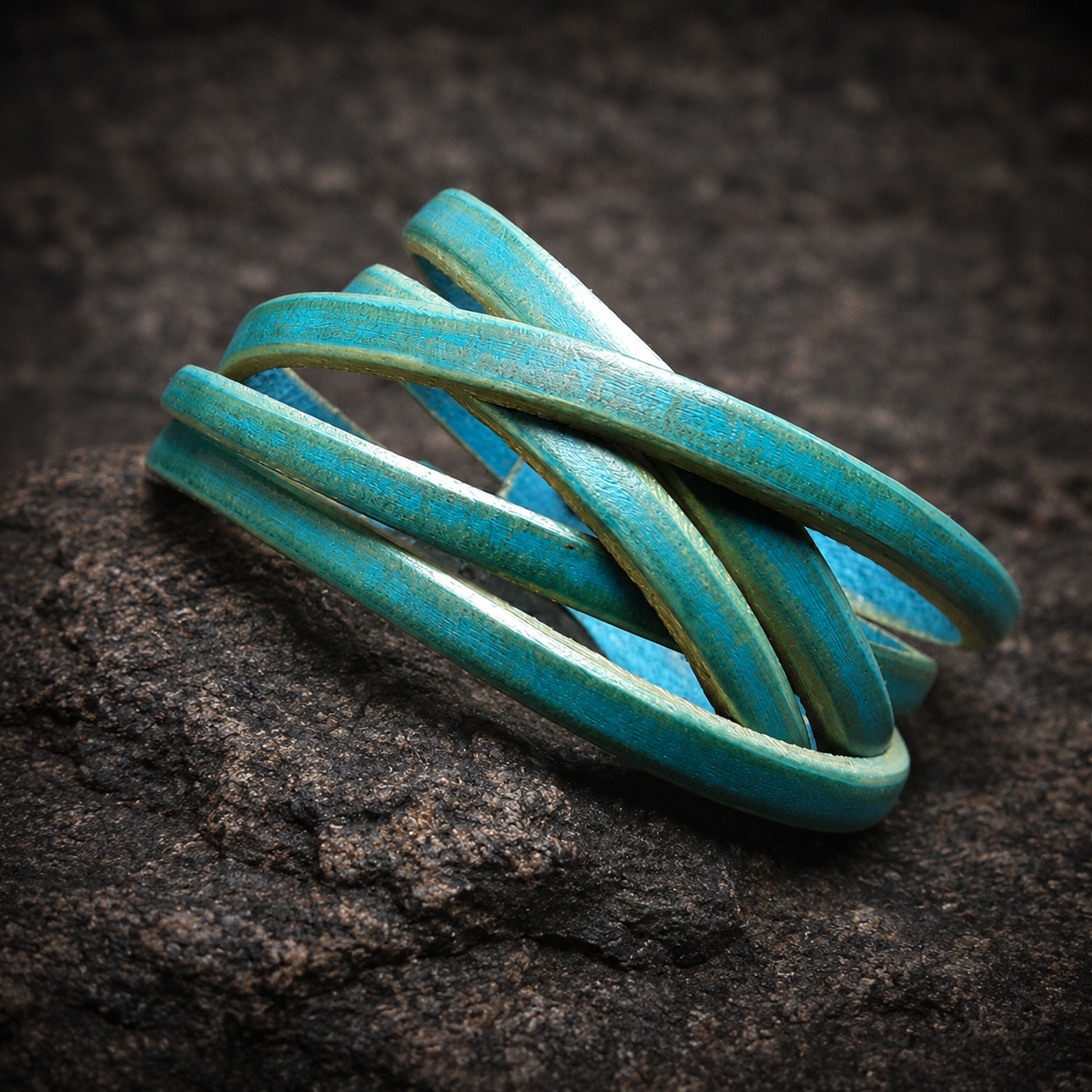 Turquoise Leather Cuff Bracelet for women - Genuine Leather Wrap Style