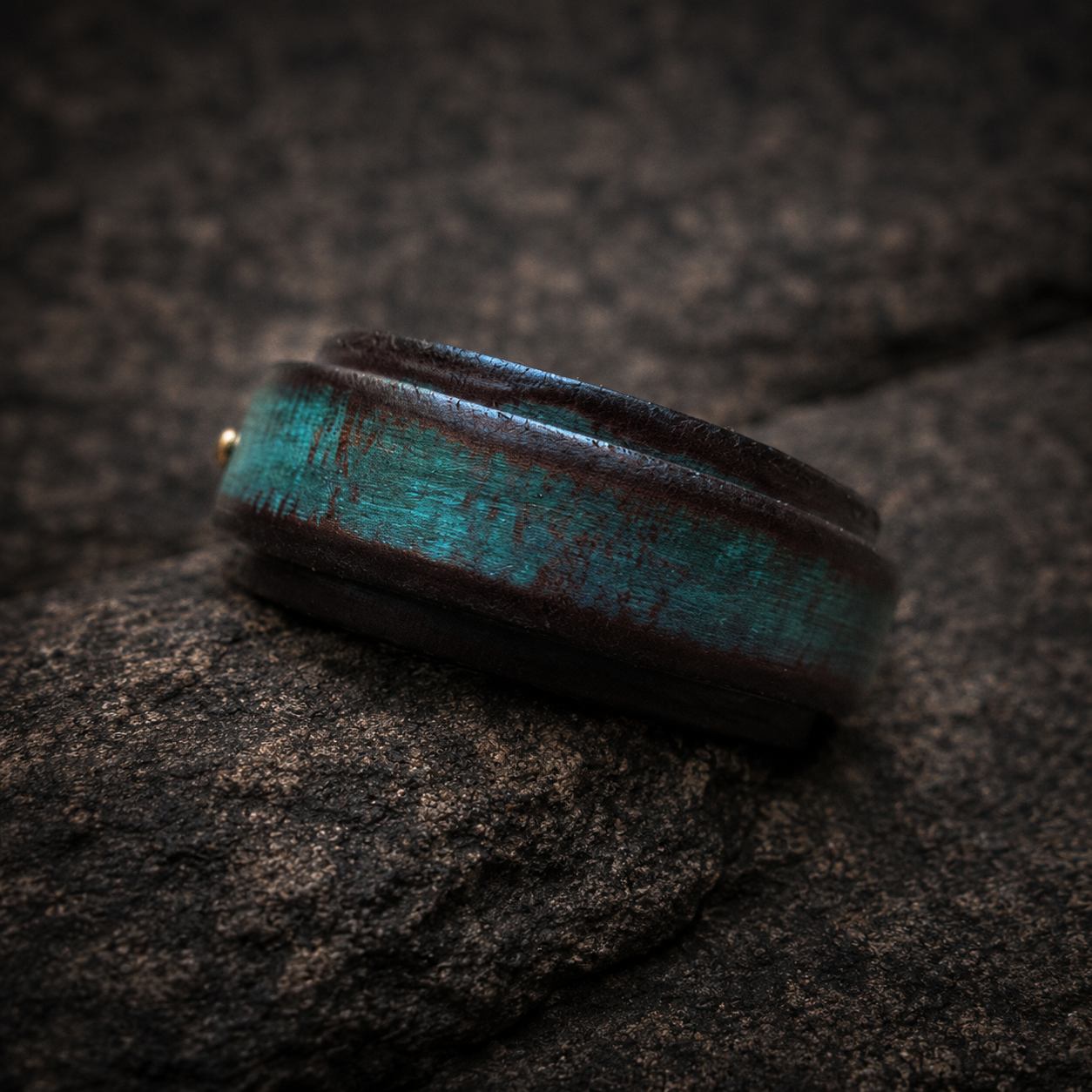Unique Turquoise Leather Cuff Bracelet with Personalized Engraving