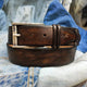 Unique Dark brown handmade leather belt - Gift for Him