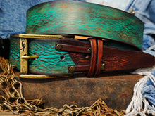 Vintage Turquoise Leather Belt for Men - Perfect Gift Option