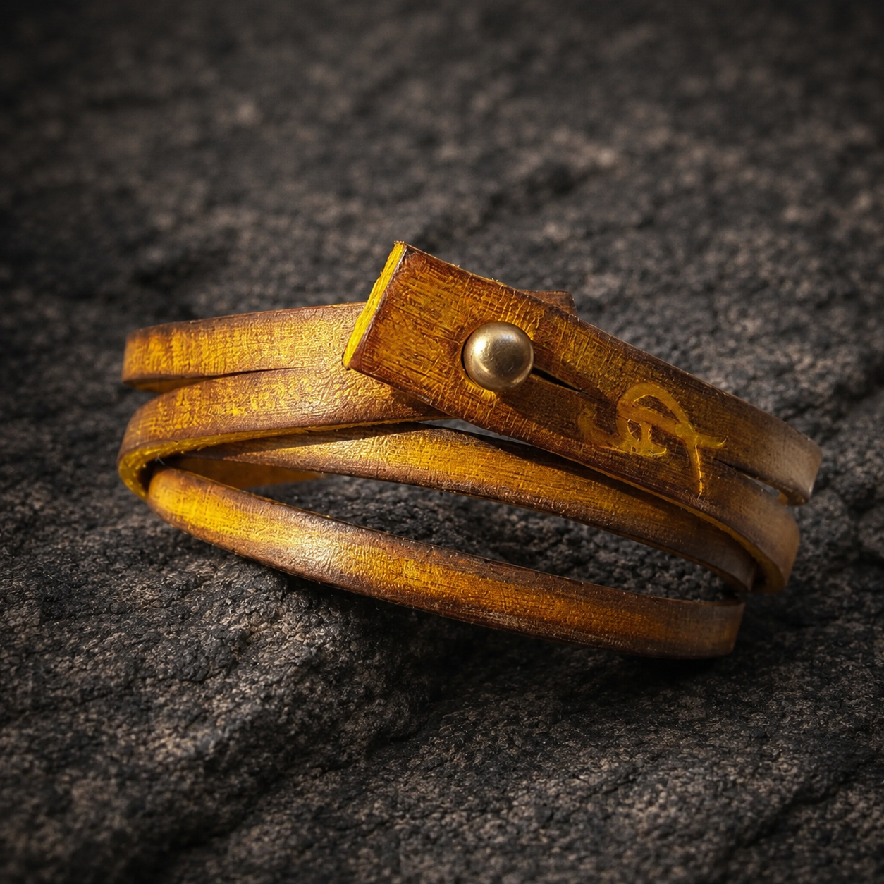 Men's Friendship Yellow Leather Wrap Bracelet Gift