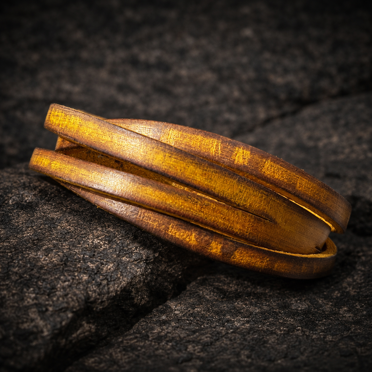 Men's Friendship Yellow Leather Wrap Bracelet Gift