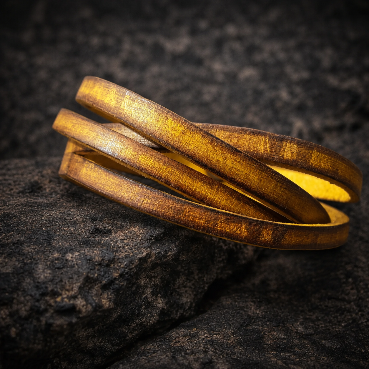 Men's Friendship Yellow Leather Wrap Bracelet Gift