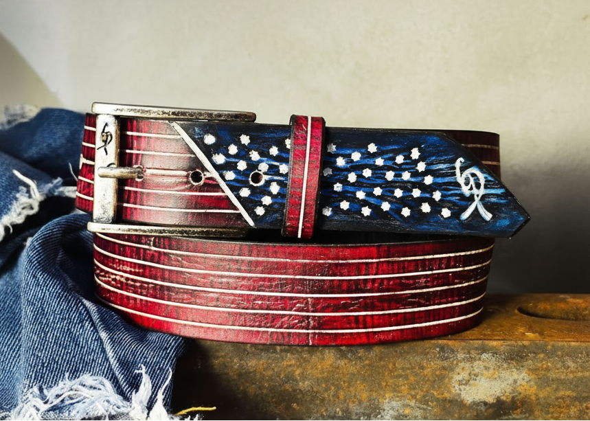 American Flag - leather belt