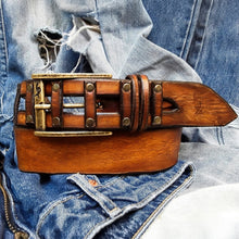 Handmade Brown Leather Belt For Men with Personalize Option