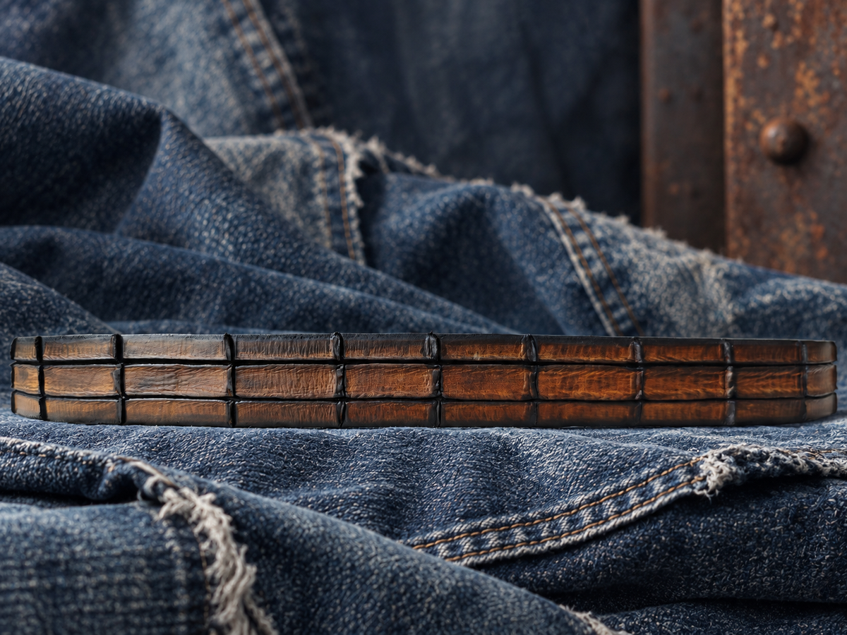 Handmade Brown Leather Belt – Hand-Carved Crocodile-Inspired Texture – Artisan Leather Belt