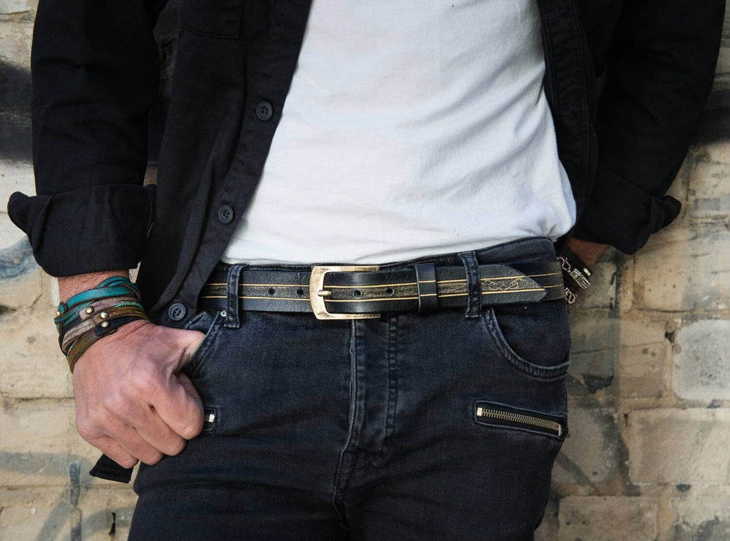 Leather Belt with Buckle for Men Women and Unisex - Black and Genuine Leather Options Available