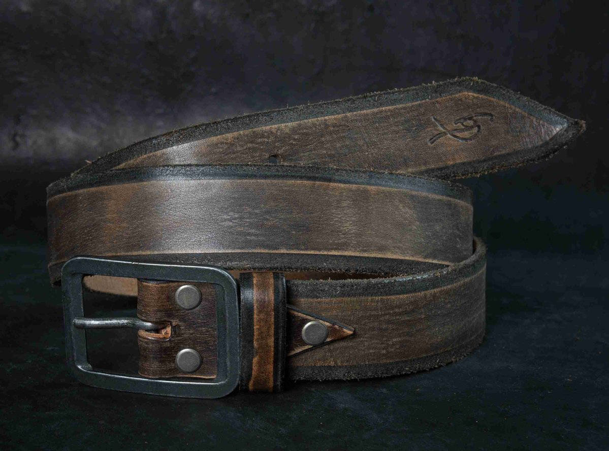 Mens Leather Buckle Belt - Artisan Handcrafted Design in Dark Brown with Square Silver Buckle - Accessories for Men