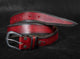 Mens Red Leather Belt - Unisex Vintage Style Accessory for Father or Him