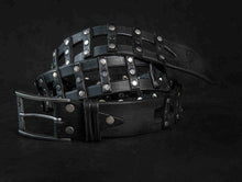 Artisan Leather Belt  Custom Wide Mens and Womens Black Belt  Grunge Style Fashion  Handmade      Black Leather