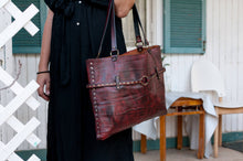 Custom Red Leather Tote Bag - Unique Handcrafted Gift for Her
