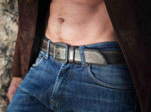 Mens Leather Buckle Belt - Artisan Handcrafted Design in Dark Brown with Square Silver Buckle - Accessories for Men