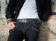Handmade Black Leather Belt with Unique Cut Design Silver Rivets - Ishaor Stylish Accessory