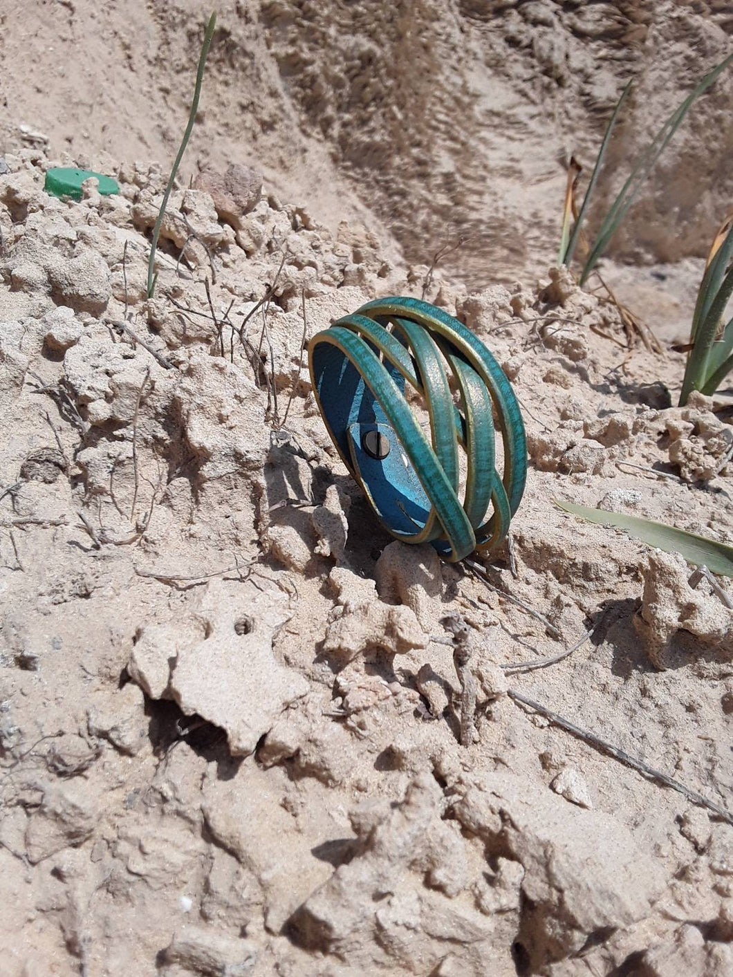 Turquoise Leather Wrap Bracelet - Womens Cuff Wristband for Anniversary or Gift