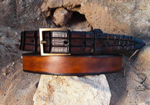 Genuine Leather Narrow Belt Handcrafted for Mens Style Wedding or Gift Brown