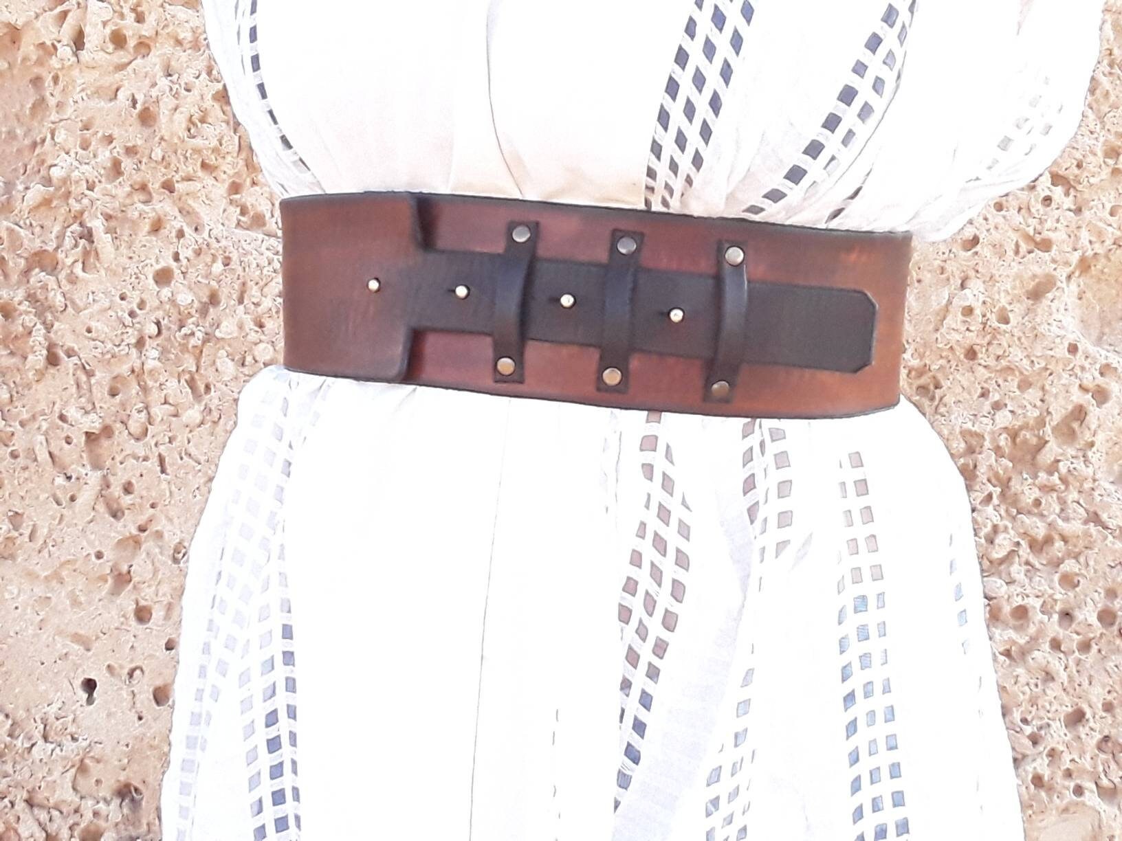 Ishaor Handmade Brown Leather Waist Belt - Unique Artisan Gift for Women