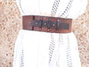 Wide waist leather belt - Brown Train