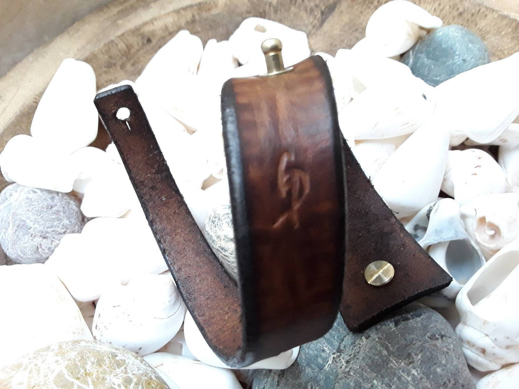 Brown Leather Mens Wrap Bracelet - Genuine Leather Cuff for Men