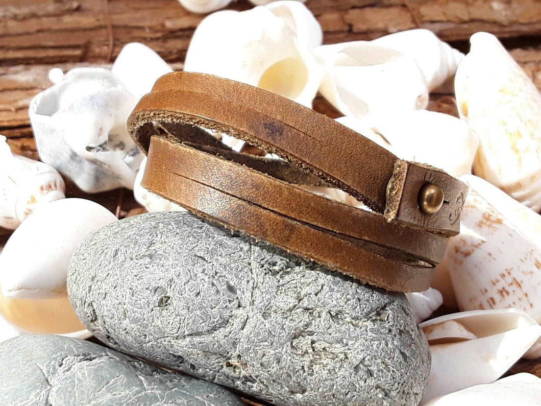 Teal Leather Wrap Bracelet for Men Unique Gift for Friendship by Ishaor