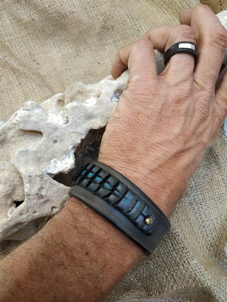 Stylish Mens Leather Bracelet Brown Wrap Cuff for a Cool Christmas or X-mas Gift Gangster Inspired by Ishaor