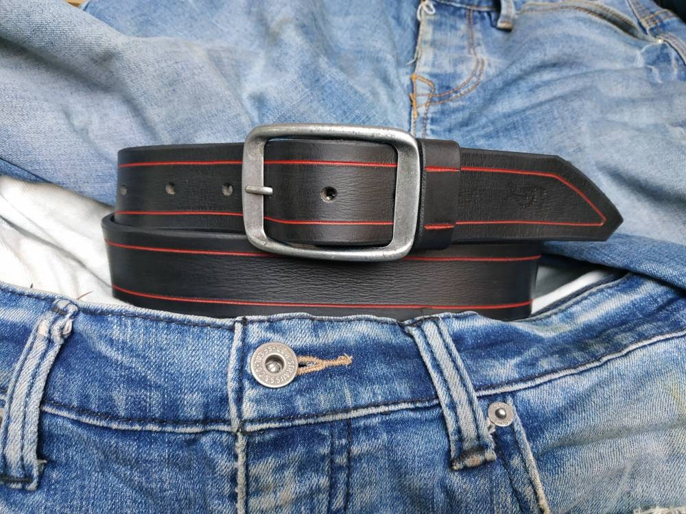 Handmade Leather Mens Belt - Personalized with Name Engraving