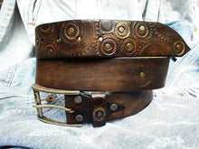 Dark Leather Belt - Unique Rustic Style for Mens Fashion - Artisan Buckle - Genuine Leather - Brown Belt