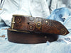 Dark Leather Belt - Unique Rustic Style for Mens Fashion - Artisan Buckle - Genuine Leather - Brown Belt