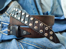 Original Ishaor Leather Dark Brown 3 cm Jeans Belt for Women - Rivetted Brown Leather Steam Punk Belt - Narrow Jeans Belt
