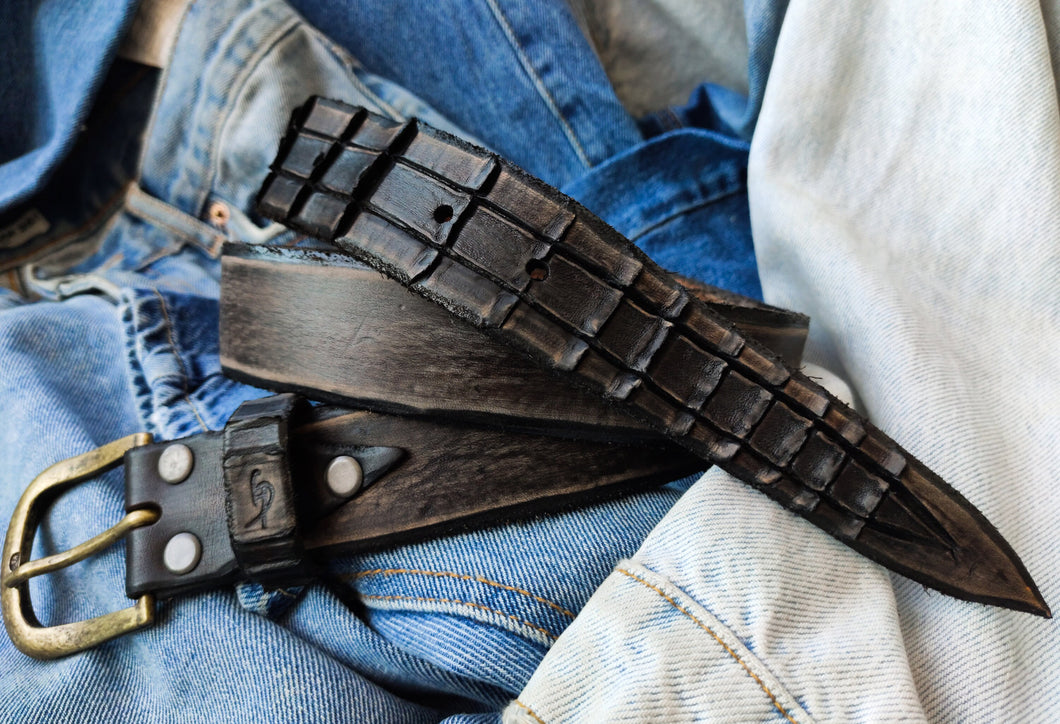 Handcrafted Full Grain Leather Belt - Brown Men Womens Sizes Available