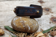 Handmade Blue Leather Cuff - Custom Mens Wrap Bracelet in Blue