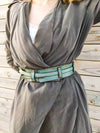 Boho Style Turquoise Leather Waist Belt Handcrafted Womens Accessory