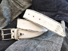 Vintage White Leather Belt - Custom Mens Accessories for Christmas - Stylish  Durable - Perfect Belt Gift for Him