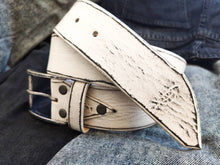 Vintage White Leather Belt - Custom Mens Accessories for Christmas - Stylish  Durable - Perfect Belt Gift for Him